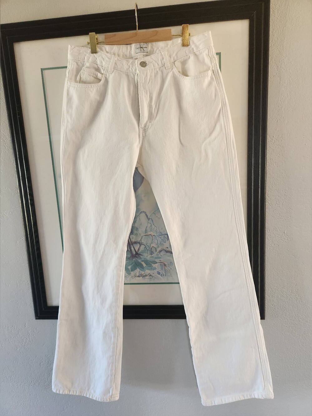 Calvin Klein Y2K White Jeans Slim Bootcut Vintage Women's Minimalist